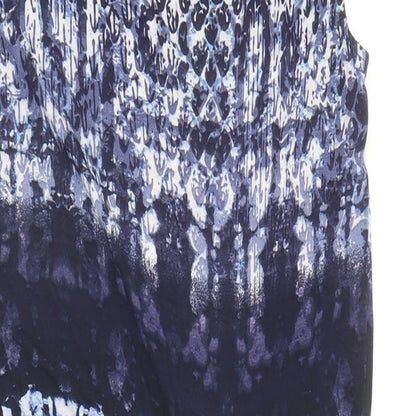 Marks and Spencer Womens Blue Geometric Viscose Shift Size 10 Boat Neck Pullover