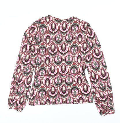 Womens UK Size 10 NEXT Multicoloured Wrap Blouse