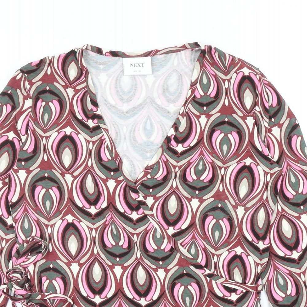 Womens UK Size 10 NEXT Multicoloured Wrap Blouse