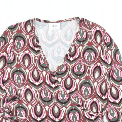 Womens UK Size 10 NEXT Multicoloured Wrap Blouse
