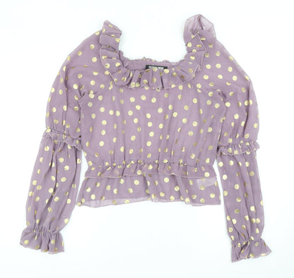 Womens UK Size 12 Fashion Union Purple Basic Blouse