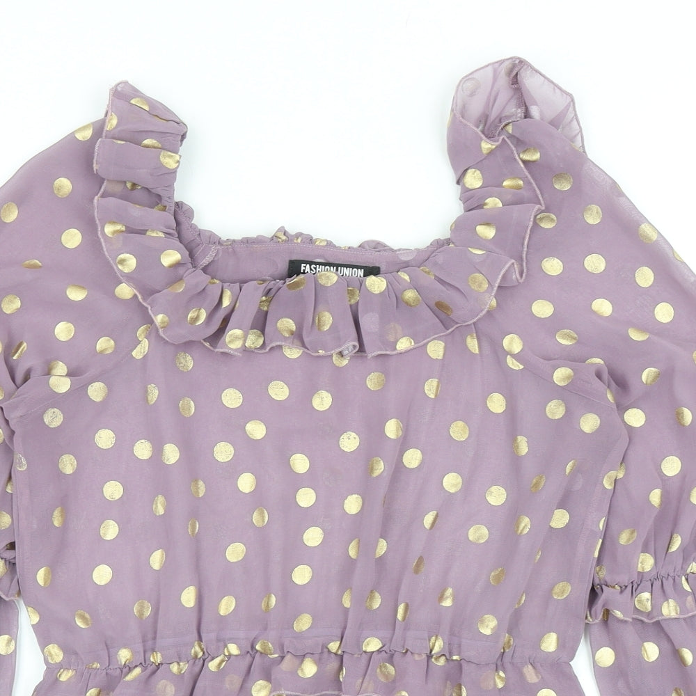 Womens UK Size 12 Fashion Union Purple Basic Blouse