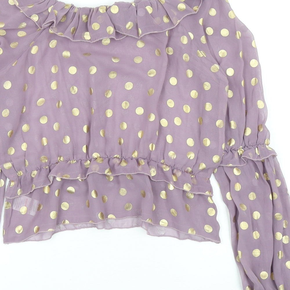 Womens UK Size 12 Fashion Union Purple Basic Blouse