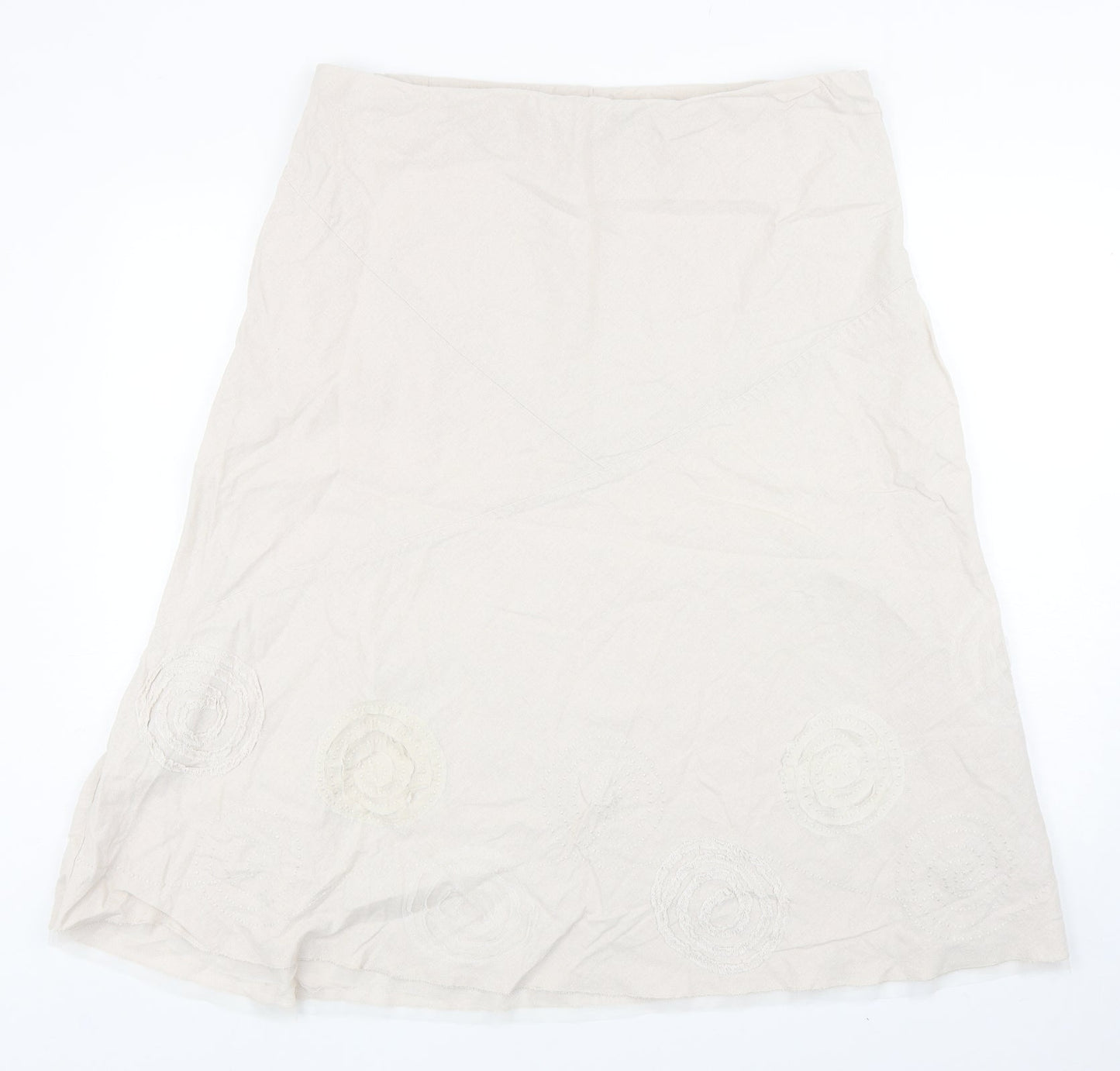 Mia Moda Womens Beige Linen A-Line Skirt Size 20