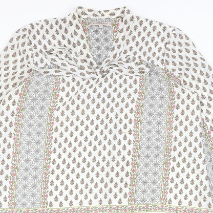 Marks and Spencer Womens White Geometric Polyester Kaftan Size 8 V-Neck Tie