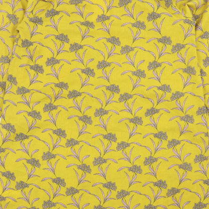 PRETTYLITTLETHING Womens Yellow Floral Polyester Mini Size 6 V-Neck Pullover