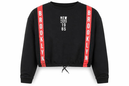 Primark Girls Black Geometric Cotton Pullover Sweatshirt Size 12-13 Years Drawstring