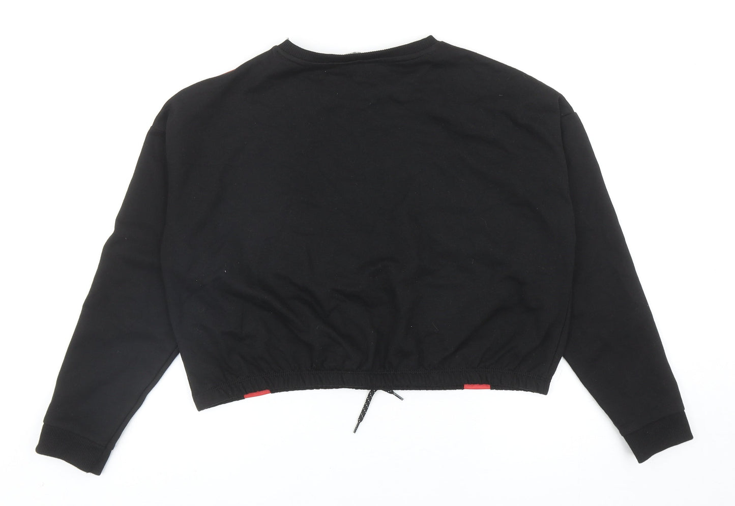 Primark Girls Black Geometric Cotton Pullover Sweatshirt Size 12-13 Years Drawstring