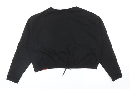 Primark Girls Black Geometric Cotton Pullover Sweatshirt Size 12-13 Years Drawstring