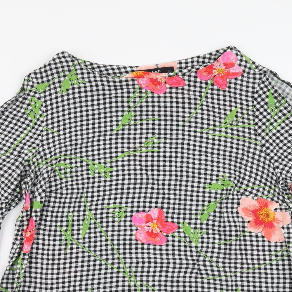 Womens UK Size 10 F&F Black Tunic Blouse