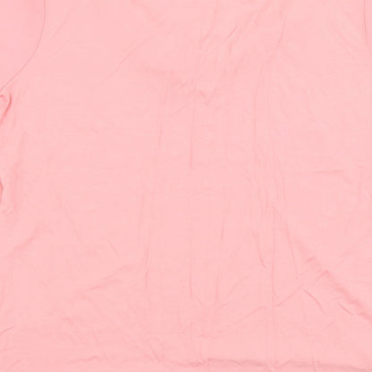 FRANK WALDER Womens Pink Viscose Basic T-Shirt Size 14 Round Neck