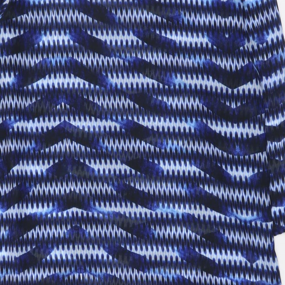 John Lewis Womens Blue Geometric Polyester Shift Size L V-Neck Pullover