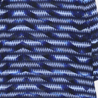 John Lewis Womens Blue Geometric Polyester Shift Size L V-Neck Pullover