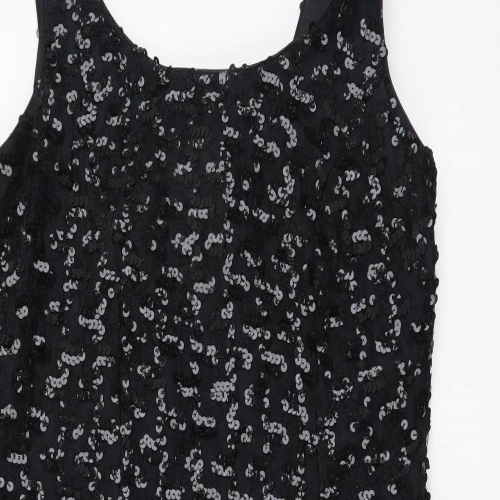 Opening Night Womens Black Polyester Tank Dress Size 8 Scoop Neck Zip