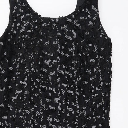 Opening Night Womens Black Polyester Tank Dress Size 8 Scoop Neck Zip