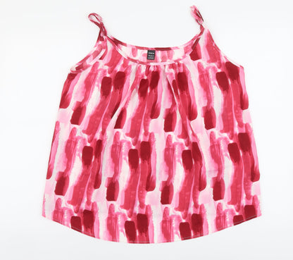 SheIn Womens Pink Geometric Polyester Basic Tank Size L Round Neck