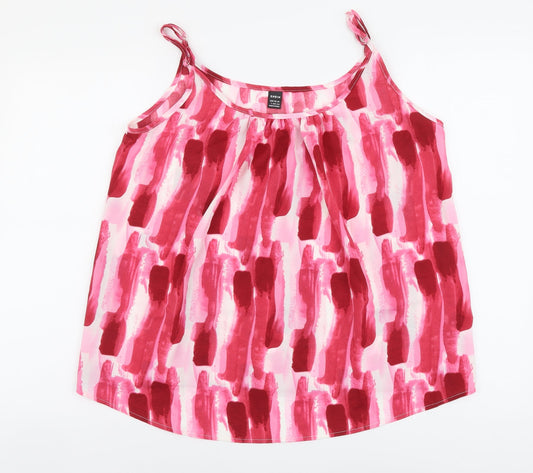 SheIn Womens Pink Geometric Polyester Basic Tank Size L Round Neck