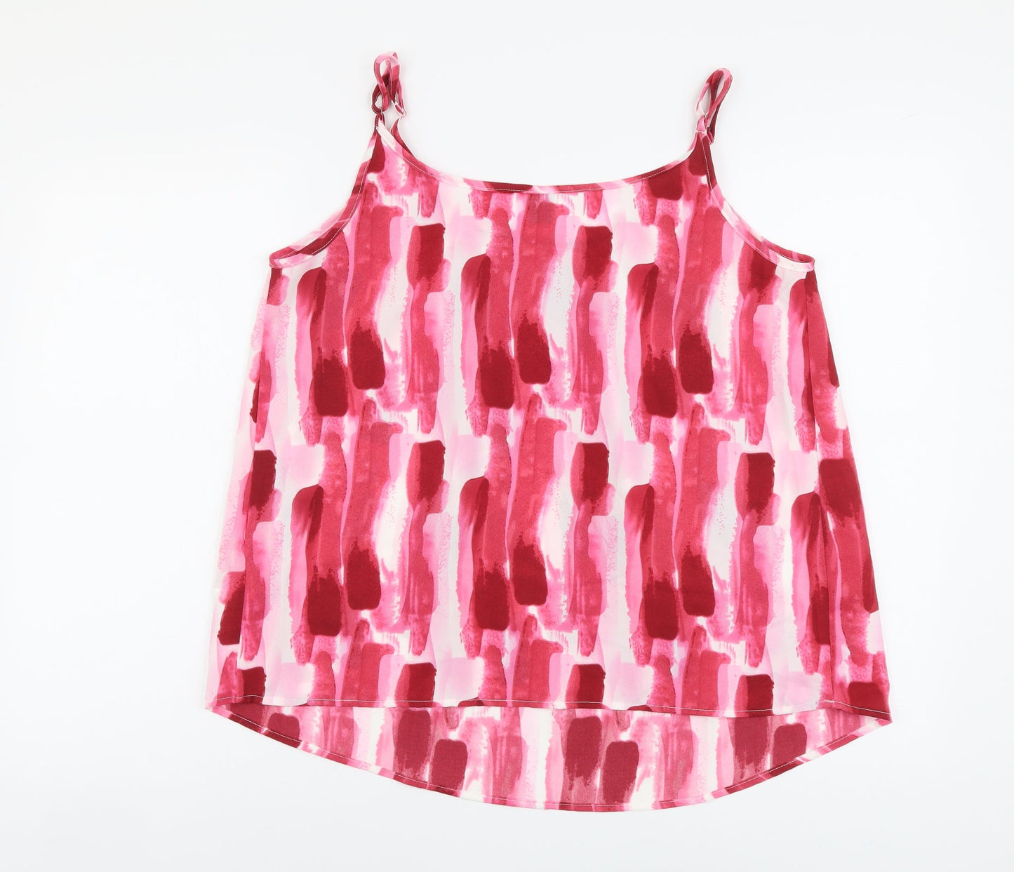 SheIn Womens Pink Geometric Polyester Basic Tank Size L Round Neck