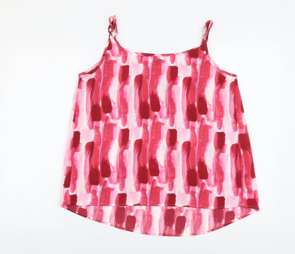 SheIn Womens Pink Geometric Polyester Basic Tank Size L Round Neck