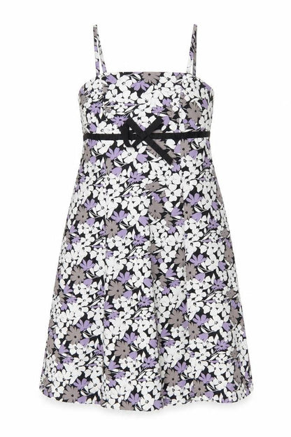 F&F Womens Multicoloured Floral Cotton A-Line Size 12 Square Neck Zip