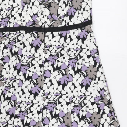 F&F Womens Multicoloured Floral Cotton A-Line Size 12 Square Neck Zip