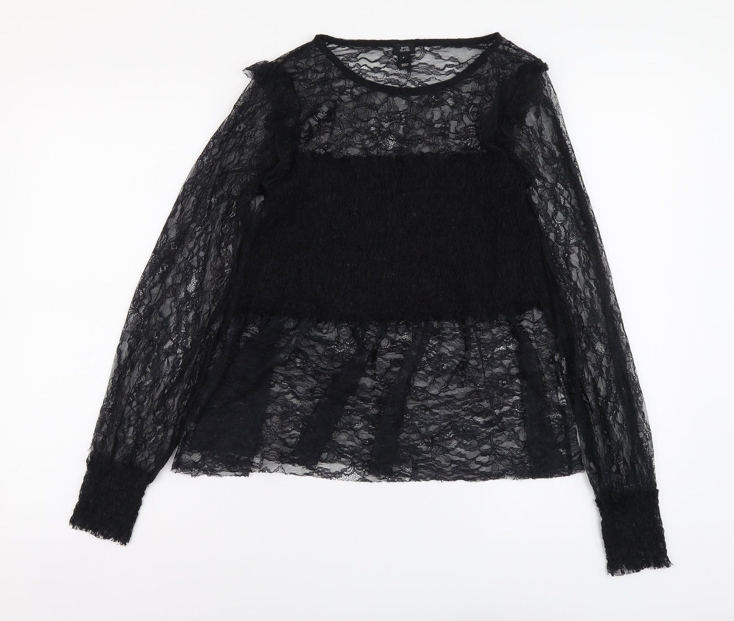 Womens UK Size 8 River Island Black Basic T-Shirt
