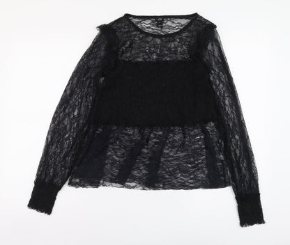 Womens UK Size 8 River Island Black Basic T-Shirt