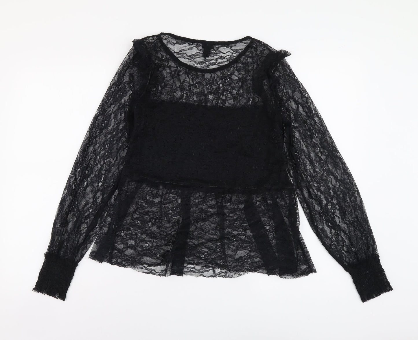 Womens UK Size 8 River Island Black Basic T-Shirt