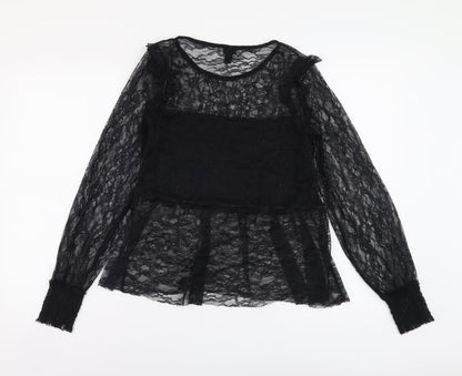 Womens UK Size 8 River Island Black Basic T-Shirt