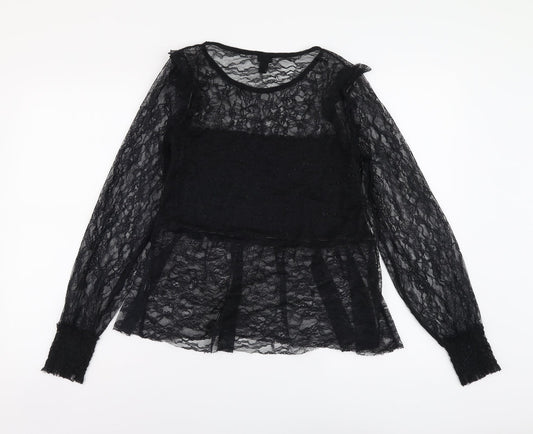 Womens UK Size 8 River Island Black Basic T-Shirt