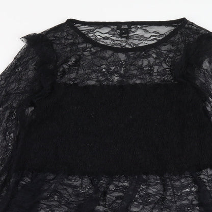 Womens UK Size 8 River Island Black Basic T-Shirt