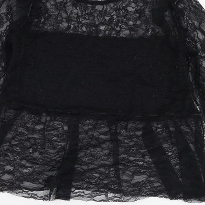 Womens UK Size 8 River Island Black Basic T-Shirt