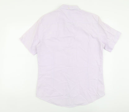 River Island Mens Purple Cotton Button-Up Size M Collared Button