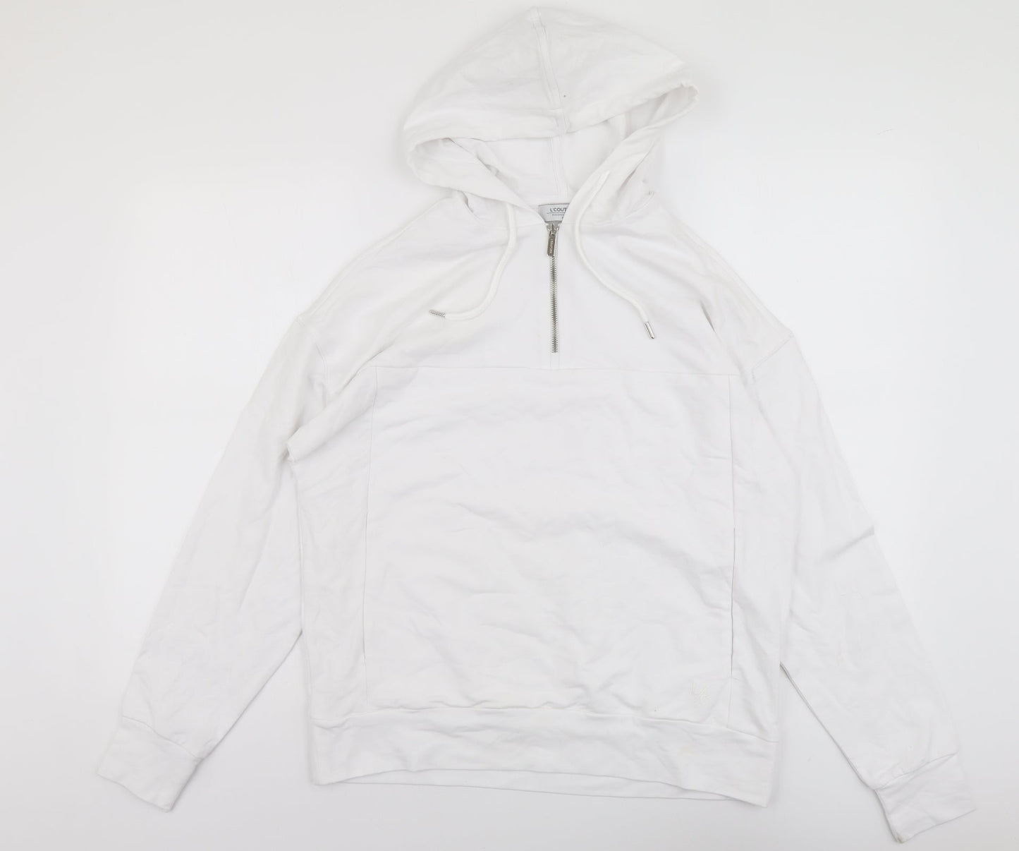 L'Couture Womens White Cotton Pullover Hoodie Size XS Zip