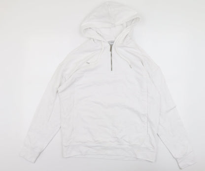 L'Couture Womens White Cotton Pullover Hoodie Size XS Zip