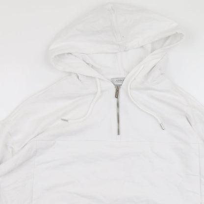 L'Couture Womens White Cotton Pullover Hoodie Size XS Zip