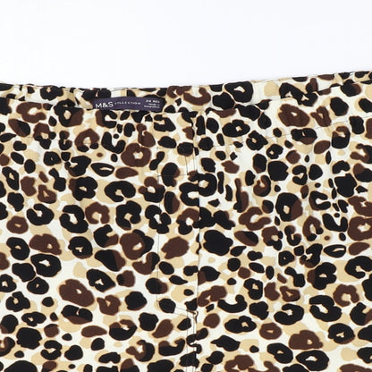 Marks and Spencer Womens Brown Animal Print Polyester Boyfriend Shorts Size 24 Regular Button - Leopard Pattern