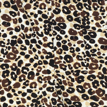 Marks and Spencer Womens Brown Animal Print Polyester Boyfriend Shorts Size 24 Regular Button - Leopard Pattern