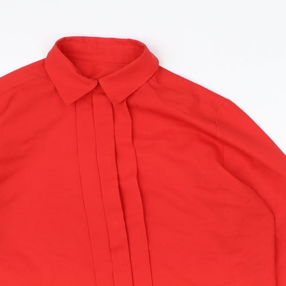 Womens UK Size 12 St Michael Red Basic Button-Up