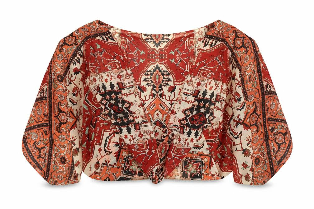 Womens UK Size One Size Warehouse Multicoloured Cropped Blouse