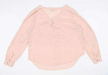 Papaya Womens Pink Polyester Basic Blouse Size 12 V-Neck