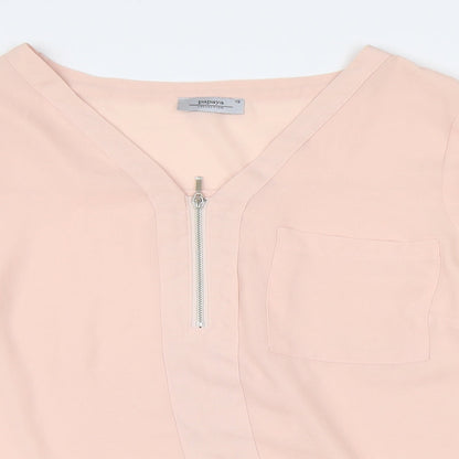 Papaya Womens Pink Polyester Basic Blouse Size 12 V-Neck