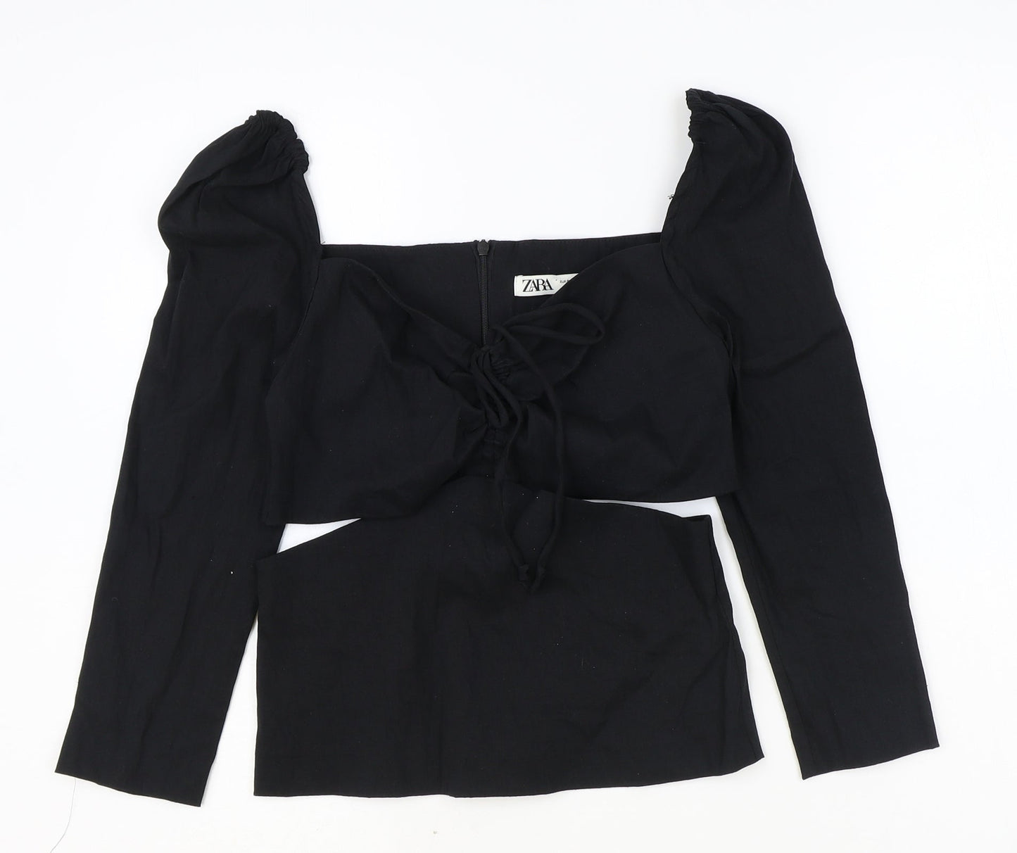 Womens UK Size S Zara Black Cropped Blouse