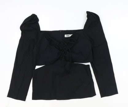 Womens UK Size S Zara Black Cropped Blouse