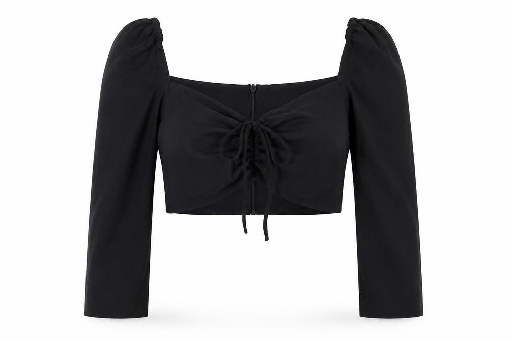 Womens UK Size S Zara Black Cropped Blouse