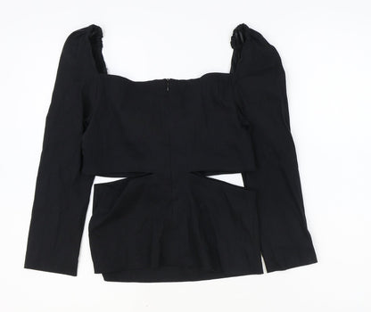 Womens UK Size S Zara Black Cropped Blouse