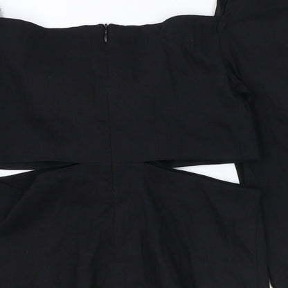 Womens UK Size S Zara Black Cropped Blouse