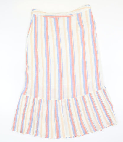 TU Womens Multicoloured Striped Cotton Trumpet Skirt Size 12 Button