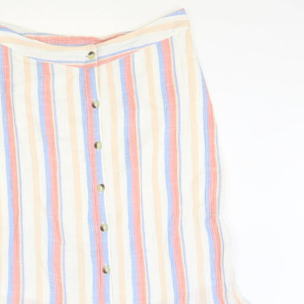TU Womens Multicoloured Striped Cotton Trumpet Skirt Size 12 Button