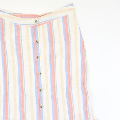 TU Womens Multicoloured Striped Cotton Trumpet Skirt Size 12 Button
